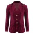 thumbnail image 1 of Hansber Boys Velvet Blazer Kids Tuxedo Suit Jacket Classic Fit Lapel Collar Single Breasted Long Sleeve Coat Burgundy 6, 1 of 7