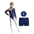 thumbnail image 1 of Hansber Children Girls 3Pcs Ballet Dance Unitards Gymnastics Leotards Skating Costume Tumbling Outfits B Navy Blue 14, 1 of 7