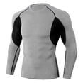 thumbnail image 1 of Hansber Compression Shirts for Men Long Sleeve Rash Guard Athletic T-Shirts Quick Dry Gym Running Flecking Gray&Black M, 1 of 5
