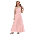 thumbnail image 1 of Hansber Elegant Junior Bridesmaid Dress One Shoulder Flower Girls Chiffon Ruched Pageant Party Gowns Pink 14, 1 of 7