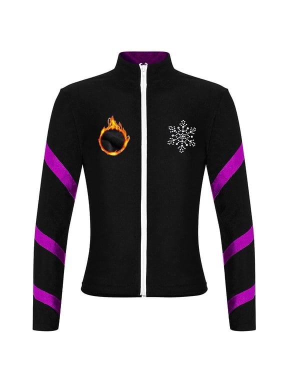 Figure Ice Skating Jacket for Kids Girls Fleece Practice Training Skating Tops Gymnastics Hot Pink 10