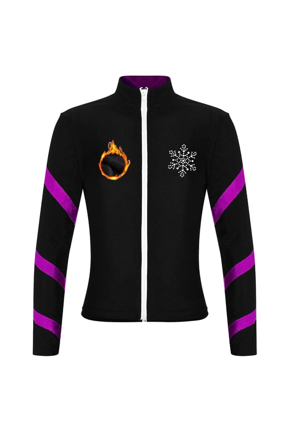 Figure Ice Skating Jacket for Kids Girls Fleece Practice Training Skating Tops Gymnastics Hot Pink 16