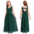thumbnail image 1 of Hansber Flower Girls Dress Cutout Back Chiffon Beaded Wedding Bridesmaid Birthday Princess Pageant Formal Party Gowns Army Green 10, 1 of 8