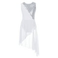 thumbnail image 1 of Hansber Girls Ballet Lyrical Dance Dress Shiny Sleeveless Cutout Back Leotard with High Low Skirt White 10, 1 of 7