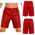 thumbnail image 1 of Hansber Girls Boys Sequin Shorts Jazz Hip Hop Dance Tumbling Bottoms Cheer Performance Dancewear Red 8, 1 of 7