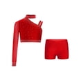 thumbnail image 1 of Hansber Girls Cheerleading Crop Top with Athletic Shorts Set 2-Piece Kids Tumbling Outfit Dance Wear Red 12, 1 of 7