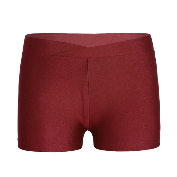 Hansber Girls Dance Shorts Gymnastics Shorts for Tumbling Volleyball Cheer Ballet Spandex Biker Burgundy 5-6