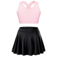 thumbnail image 1 of Hansber Girls Dance Tank Top with Dancing Flowy Skirt Set Ballet Gymnastics Dancewear 2 Piece Sports Pink&Black 4, 1 of 6