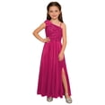 thumbnail image 1 of Hansber Girls Formal Dress One Shoulder Bow Sequin Slit Hem Birthday Party Dress Prom Pageant Ball Gowns Hot Pink 10, 1 of 7