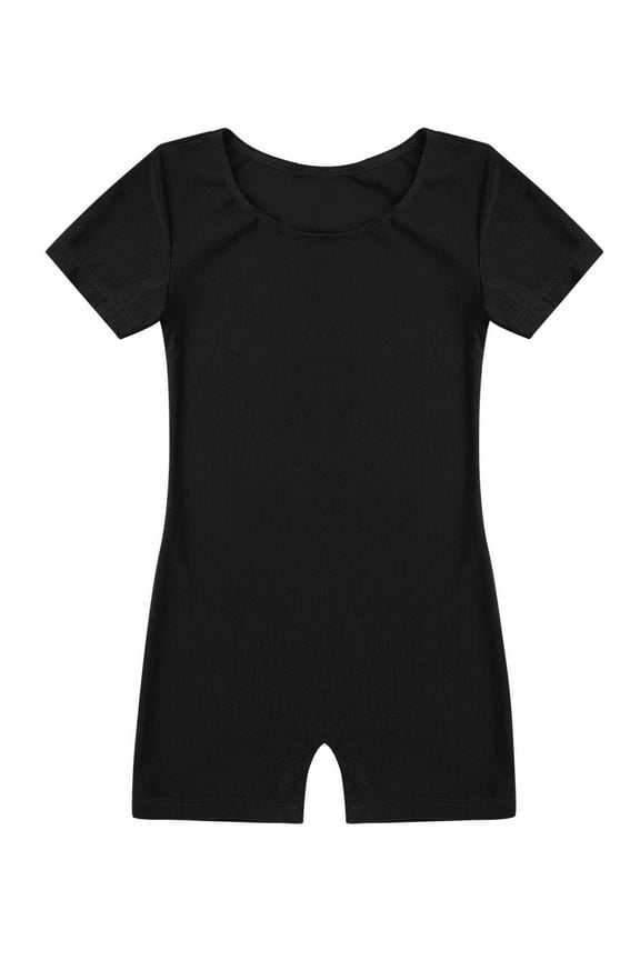 Girls Gymnastics Leotards Toddler Unitard Biketard Clothes Kids Tumbling Dance Outfit A Black 4