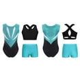 thumbnail image 1 of Hansber Girls Kids Gymnastics Outfits Sleeveless Crop Top Ballet Leotard with Shorts Set for Dance Class Blue Green 10, 1 of 6