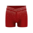 thumbnail image 1 of Hansber Girls Shiny Rhinestones Ballet Dance Shorts Gymnastics Boyshorts Active Sports Yoga Knickers Burgundy 8, 1 of 5