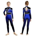 thumbnail image 1 of Hansber Girls Sparkly Long Sleeve Full Body Unitard Gymnastics Leotard Ballet Dance Bodysuit Jumpsuit Blue 10, 1 of 7