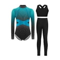 thumbnail image 1 of Hansber Gymnastics Leotard for Girls Rhinestone Long Sleeve Bodysuit Vest and Leggings Tumbling Dance Outfit Light Blue 12, 1 of 7