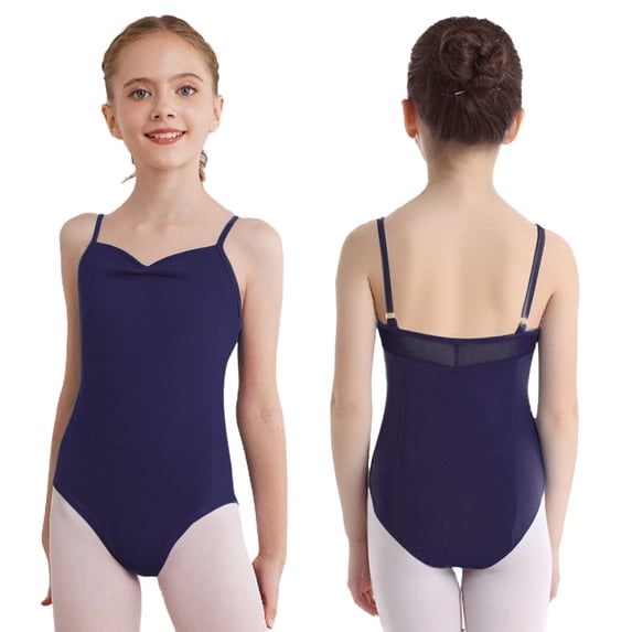 Hansber Gymnastics Leotards for Girls Sleeveless Camisole Leotard Ballet Dance Practice Ballerina Outfit Navy Blue 170