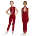 thumbnail image 1 of Hansber Gymnastics Leotards for Girls Sleeveless Figure Skating Jumpsuit Rhinestone Full Length Dance Bodysuit Burgundy 8, 1 of 6