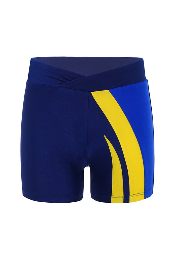 Gymnastics Shorts for Boys Girls Cheer Dance Bottoms Tumbling Athletic Sports Yoga Running Activewear Navy Blue 6