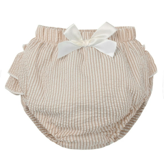 Hansber Infant Baby Unisex Boys Girls Plaid Ruffle Bloomers Diaper Cover For Toddlers Summer Khaki 1 18-24M