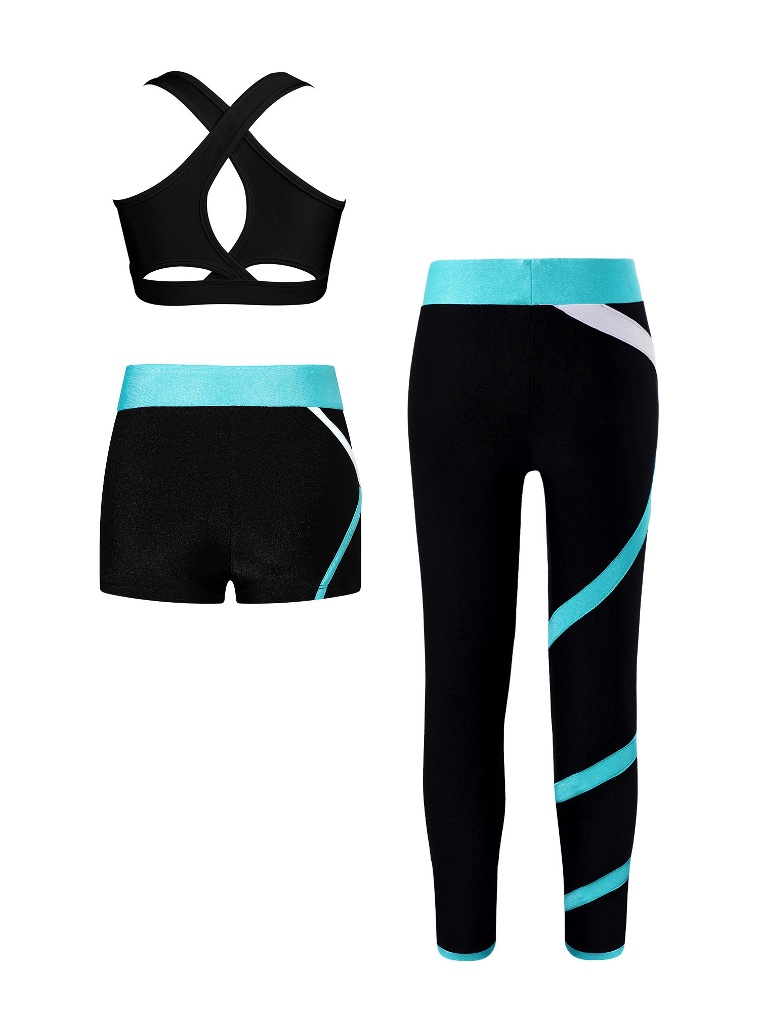Ensemble De Sport Fille 2 Pièces - Débardeur Et Short Strass - Danse, Gym, Fitness