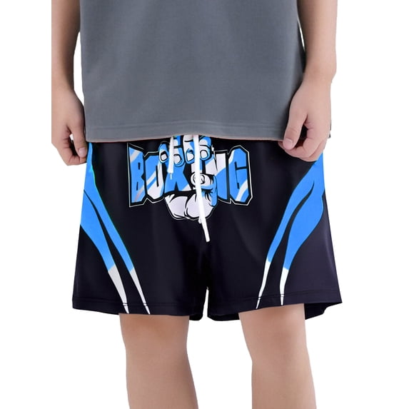 Hansber Kids Boxing Shorts Running Sports Boxer Shorts Muay Thai Training Drawstring Summer Hot Pants Light Blue 10