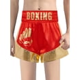thumbnail image 1 of Hansber Kids Boys Boxing Shorts Muay Thai Fighting Shorts Training Trunks Grappling Martial Arts Red&Gold 16, 1 of 7