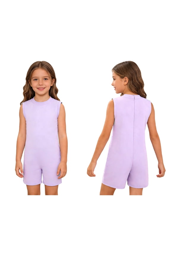 Kids Boys Girls Adaptive Jumpsuit Sleeveless Zipper Overalls Anti-Strip Rompers with Special Needs Lavender 10