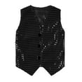 thumbnail image 1 of Hansber Kids Boys Girls Shiny Vest Top Button Down Jacket Waistcoat Hip Hop Jazz Streetwear Choir Black 90, 1 of 8
