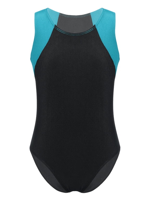 Kids Boys Girls Sleeveless Gymnastics Leotard Tumbling Training Bodysuit Ballet Dance Unitard Blue Green 10