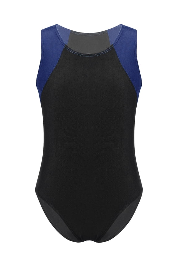 Kids Boys Girls Sleeveless Gymnastics Leotard Tumbling Training Bodysuit Ballet Dance Unitard Navy Blue 16