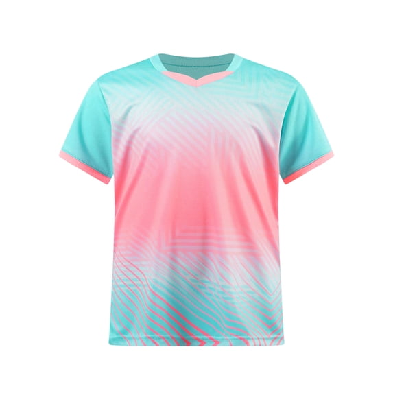 Hansber Kids Boys Soccer Jersey Shirt Quick Dry Shorts Sleeves Running Training T-Shirt Football Top Cyan 3XS