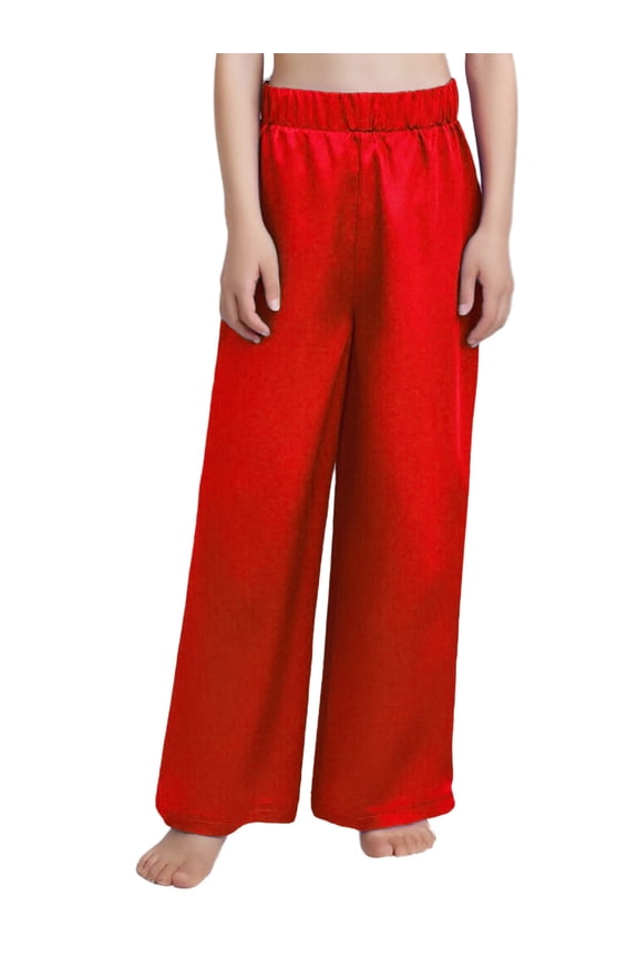 Kids Boys Latin Jazz Dance Pants Wide-Leg Trousers Loose Harem Pants Liturgical Worship Dancewear Red 8