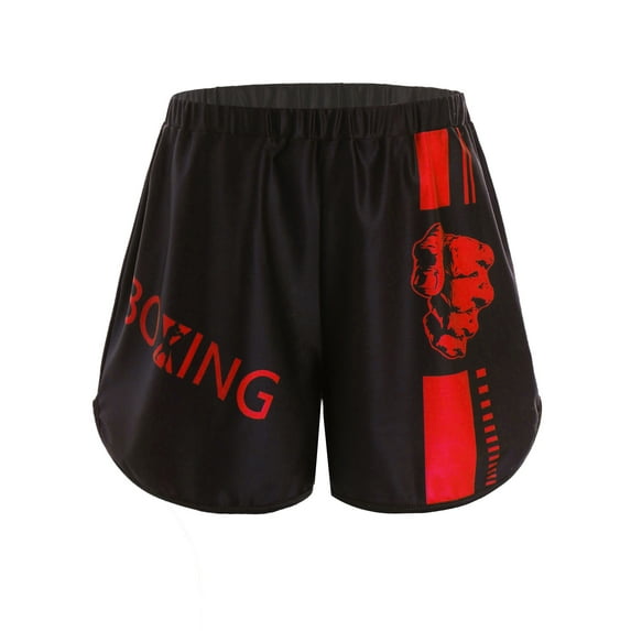 Hansber Kids Boys Muay Thai Boxing Shorts BJJ Grappling Kickboxing Training Trunks Gym Workout Shorts Red 12