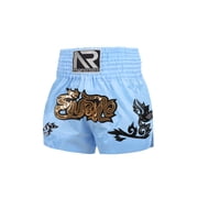 Hansber Kids Boys Muay Thai Shorts Kick Shorts Fight Kickboxing Shorts Fitness Training Sportwear A Light Blue XS