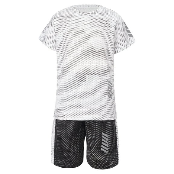 Hansber Kids Boys Shorts Set Football Jerseys Athletic Sports Suit Quickly Dry T-shirt Shorts Set White 110