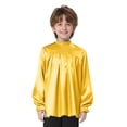 thumbnail image 1 of Hansber Kids Boys Worship Liturgical Praise Dance Tops Long Sleeve Church Party Shirts Performance Pullover Satin Blouse Gold 16, 1 of 6