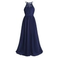 thumbnail image 1 of Hansber Kids Flower Girl Dress Halter Chiffon Long Party Junior Wedding Evening Prom Maxi Gown Dress Navy Blue 14, 1 of 6