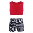 thumbnail image 1 of Hansber Kids Girls 2PCS Active Outfits Workout Racer Back Sports Bra Top with Shorts for Gymnastic Red XXL, 1 of 7