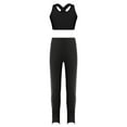 thumbnail image 1 of Hansber Kids Girls 2PCS Gymnastic Yoga Workout Outfit Sleeveless Criss Cross Crop Top with Legging A Black 6, 1 of 5
