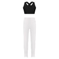 thumbnail image 1 of Hansber Kids Girls 2PCS Gymnastic Yoga Workout Outfit Sleeveless Criss Cross Crop Top with Legging A White 12, 1 of 5
