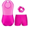 thumbnail image 1 of Hansber Kids Girls 3 Piece Gymnastics Leotard Outfits Glittery Dancing Unitard with Ballet Shorts Hot Pink 12, 1 of 9