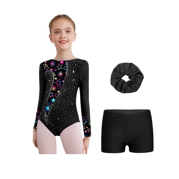 Hansber Kids Girls 3-Piece Outfit Ballet Dance Unitard Long Sleeve