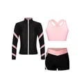 thumbnail image 1 of Hansber Kids Girls 3Pcs Yoga Workout Running Outfits Long Sleeve Zipper Jacket U Neck Tank Top and Pink 8, 1 of 5