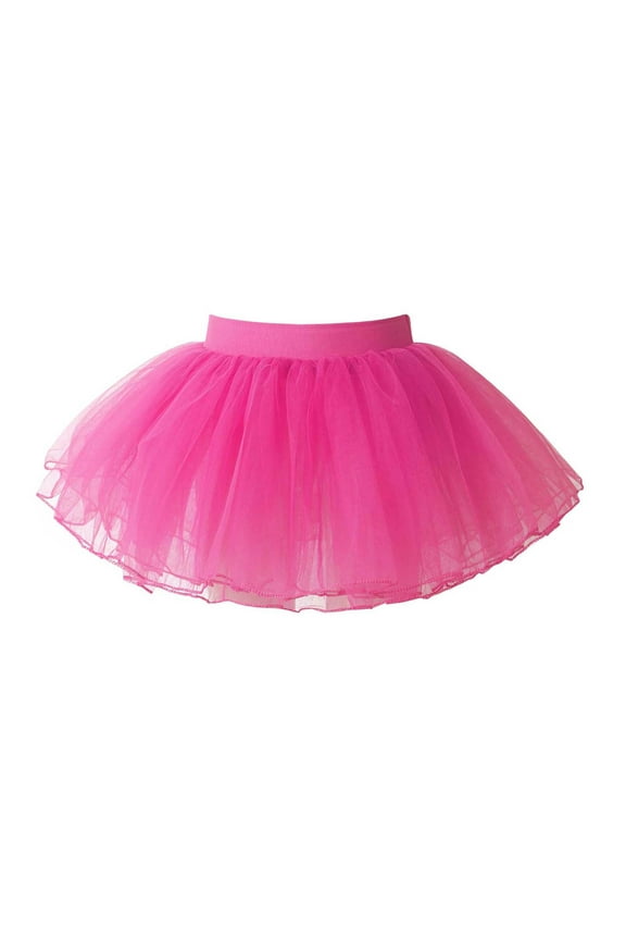 Kids Girls 4 Layers Elastic Waist Ballet Tutu Skirt Ballerina Dance Skirts Dancewear Hot Pink S
