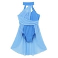 thumbnail image 1 of Hansber Kids Girls Ballet Leotard Dancewear Dress Ruched Chiffon Contemporary Lyrical Dance Costume Light Blue 14, 1 of 7