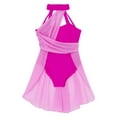 thumbnail image 1 of Hansber Kids Girls Ballet Leotard Dancewear Dress Ruched Chiffon Contemporary Lyrical Dance Costume Rose 8, 1 of 7