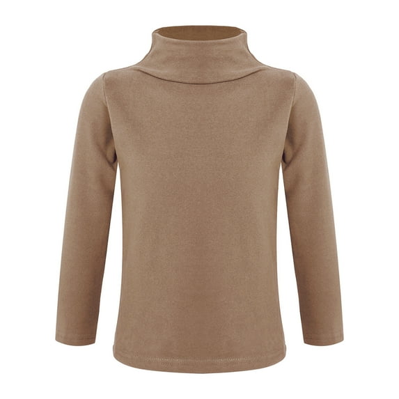 Hansber Kids Girls Boys Turtleneck T-Shirts Solid Color Thermal Underwear Tops Long Sleeve Clothes Coffee 120