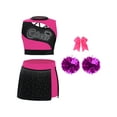 thumbnail image 1 of Hansber Kids Girls Cheerleading Dance Outfits 4 Piece Sleeveless Tank Top with Skirt Cheer Uniform Dress Suit Hot Pink 14, 1 of 4