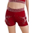 thumbnail image 1 of Hansber Kids Girls Dance Gymnastics Shorts Shiny Rhinestones Elastic Waistband Yoga Tennis Shorts Hot Pants Burgundy 10, 1 of 7