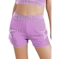 thumbnail image 1 of Hansber Kids Girls Dance Gymnastics Shorts Shiny Rhinestones Elastic Waistband Yoga Tennis Shorts Hot Pants Light Purple 10, 1 of 6