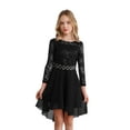 thumbnail image 1 of Hansber Kids Girls Elegant Wedding Bridesmaid Dresses Lace Long Sleeve Chiffon Flower Girl Dress Black 6, 1 of 7